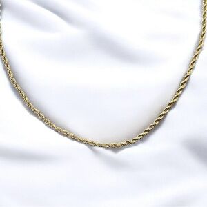 Gold Plated 18K Stainless Steel Rope Chain Men’s 22 inch, 3mm chain necklace